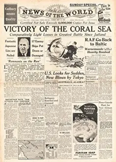 Us Navy Prints: News of the World U.S. Victory at Battle of the Coral Sea and RAF Bomb Baltic Port of Warnemunde