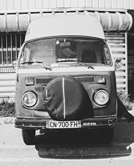 Hippie Prints: Nice classic vintage van in the street. Volkswagen T2