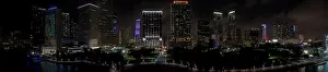 Business Travel Prints: Night aerial panorama Downtown Miami city lights