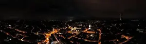 Night cityscape of old European city