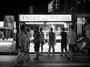 Taiwanese Prints: Night market scene in Taiwan