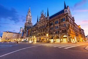 Images Dated 30th April 2016: Night panorama of Marienplatz and Munich city hall in Munich, Germany