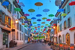 Crowd Prints: Night scene in Carouge, Geneva