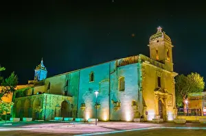 Night Light Prints: Night view of the Chiesa di san Vincenzo Ferreri in Ragusa, Sicily, Italy