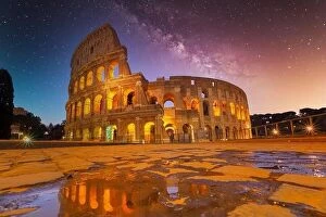 Images Dated 19th October 2019: Night view of Colosseum in Rome, Italy. Rome architecture and landmark