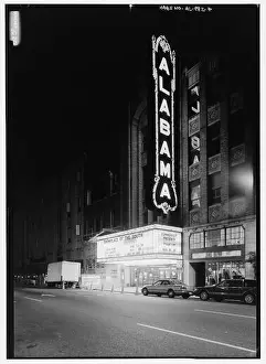 City District Prints: NIGHT VIEW OF FRONT ELEVATION AND ALABAMA SIGN FROM THE WEST Alabama Theatre