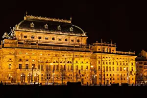 Tower Town Prints: Night view of the National Theatre (Národní divadlo) with light illumination