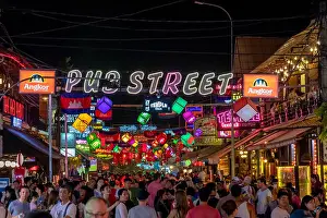 Angkor Wat Prints: Night view of Pub Street area of Siem Reap