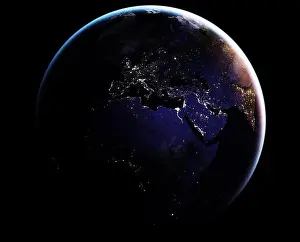 Observatory Prints: Nightime view of the earth from Space