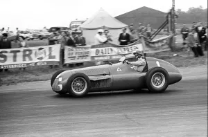 Skill Prints: Nino Farina in an Alfa Romeo Alfetta retired due to clutch fire at the British Grand Prix Silverstone