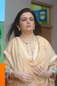 Embroidered Prints: Nita Ambani wife of industrialist Mukesh Ambani of Indian largest company Reliance Industries group in India