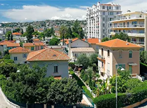 Hillside Prints: Nizza, France cityscape with Mediterranean houses
