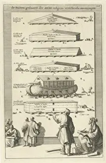 Jan Luyken Prints: Noah's Ark in six different forms the Outer Form of the Arke according to various opinions (title on object)