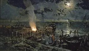 Malaga Prints: NOCHE CLARA EN LA GALETA. Author: Antonio Muñoz Degrain (1840-1924)