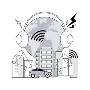 Hearing Prints: Noise pollution abstract concept vector illustration