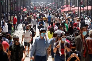 Citizens Prints: Non Exclusive: MEXICO CITY, MEXICO - JULY 15: Crowd of people in the Mexico City downtown