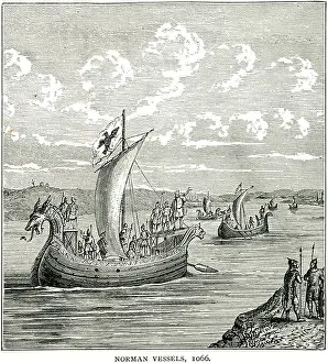 Duplicate Prints: Norman Vessel 1066 French Invasion Ship sea river estuary soldiers battle war fleet There were two distinct classes of