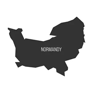 Normandy - map of administrative division, region, of France. Dark grey vector silhouette