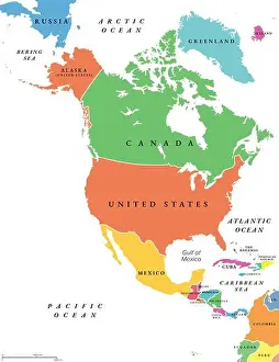 The Americas Prints: North America countries, political map