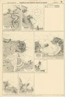 Puerto Prints: North Spain harbours. Santoña San Sebastian ADMIRALTY sea chart 1932 (1951) map