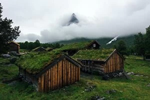 Images Dated 13th July 2017: Norwegian grass roof old house