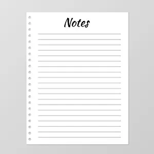 Notepaper Prints: Notes list template. Daily planner page