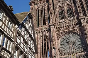 Half Timbered Prints: Notre Dame Gothic Cathedral with frame houses