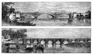 Wood Engraving Prints: Nottingham Bridge, old and new, 1871