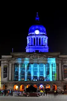 Clock Prints: NOTTINGHAM, UK - APRIL 1, 2015: The iconic building of the Nottingham Council House overlooks the Old Market Square