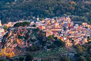 Novara di Sicilia, Sicily, Italy village at dusk