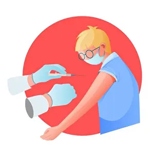 Sickness Prints: Novel Coronavirus - Vaccination Program in Children - Illustration as EPS 10 File