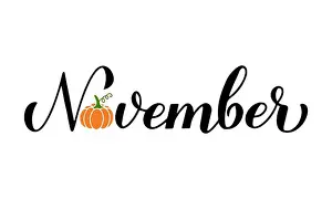 November calligraphy hand lettering with pumpkin