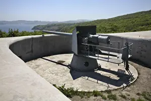 Seaboard Prints: Novosiltsevskaya coast battery in Vladivostok fortress. Russian island. Russia