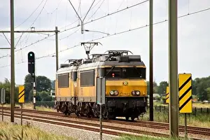 NS Alsthom 1700 locmotives 1750 and 1752 at Railroad track at Moordrecht in the Netherlands