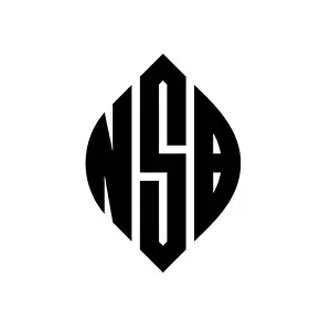 Typeface Prints: NSB circle letter logo design with circle and ellipse shape