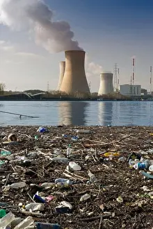 Belgique Prints: The nuclear central of Tihange is located along the river Meuse