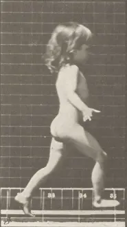 Innocent Prints: A nude child running, captured in motion in a historical setting