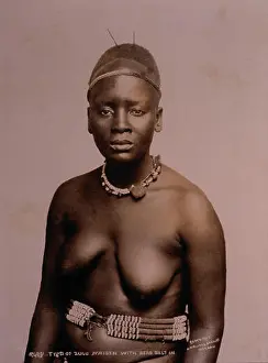 Solemn Prints: Nude Zulu Woman, Portrait, South Africa, Circa 1890