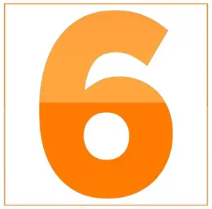 Numeral Prints: The number 6, made light orange and dark orange