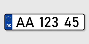 Registration Prints: number plate. Vehicle registration plates of Denmark