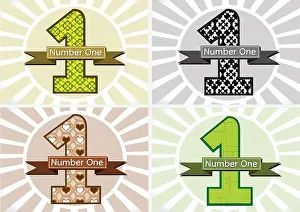 Warranty Prints: Number One and the Winner First Place sign simbol with ribbons