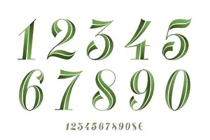 Numeral Prints: Numbers Font. Classical geometric design of numbers