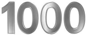 Numeric Prints: Numeral 1000, one thousand, isolated on white background, 3d render