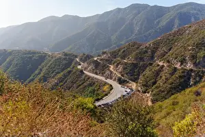 Slopes Prints: Numerous parked cars indicating high hiker turnout at scenic trailhead in La Canada Flintridge