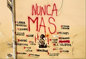 Argentine Prints: Nunca Mas - Never Again political street art in buenos aires argentina