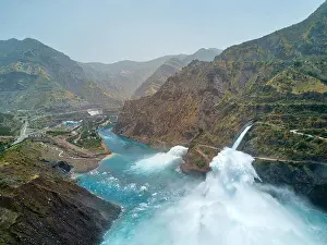 Nevada Prints: Nurek Dam Spillway, taken in Tajikistan in August 2018 taken in hdr