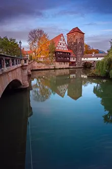 Nuremberg Prints: Nuremberg, Germany. Cityscape image of old town Nuremberg, Germany during autumn sunset