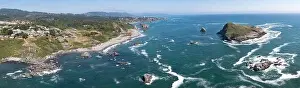 The nutrient-rich Pacific Ocean washes against the scenic yet rugged coastline of southern Oregon. This is one of the most beautiful parts of the U.S