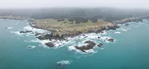 The nutrient-rich waters of the Pacific Ocean wash against the scenic and very rugged northern California coastline in Sonoma