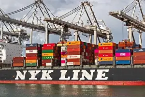 Rotterdam Prints: Nyk Line container ship is being loaded by cranes in the Port of Rotterdam